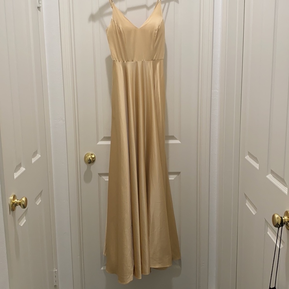 FORMAL Champagne Satin Formal Windsor Dress. Great for New Years Eve!!
